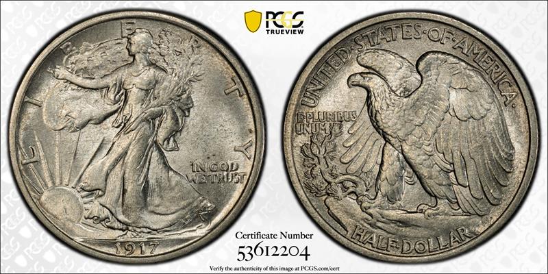 1917 50C PCGS MS 63 CAC