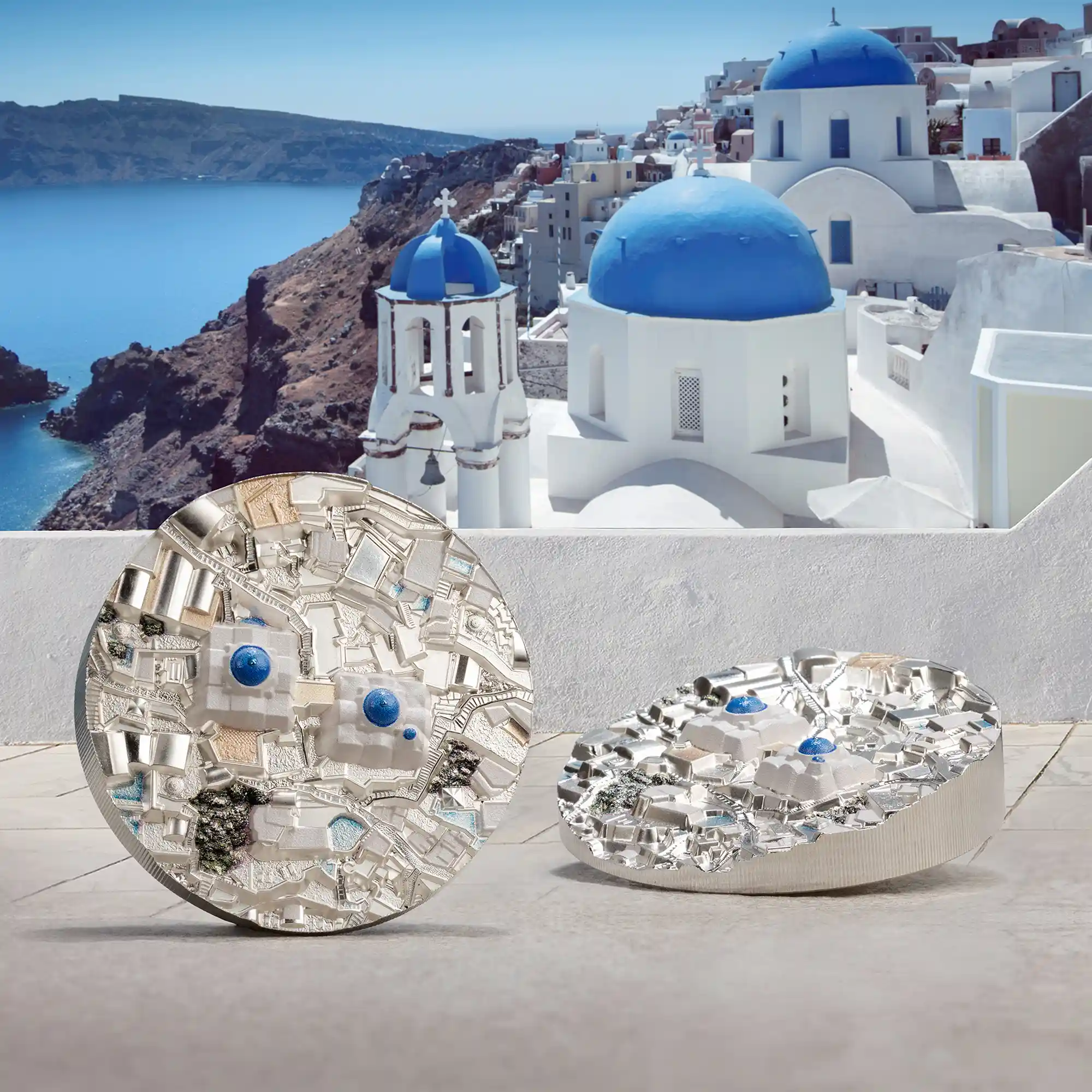 2024 Cook Islands Bucket List - Santorini 5oz Silver Coin Ultra High Relief