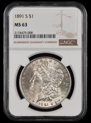 1891 S $1 NGC MS 63