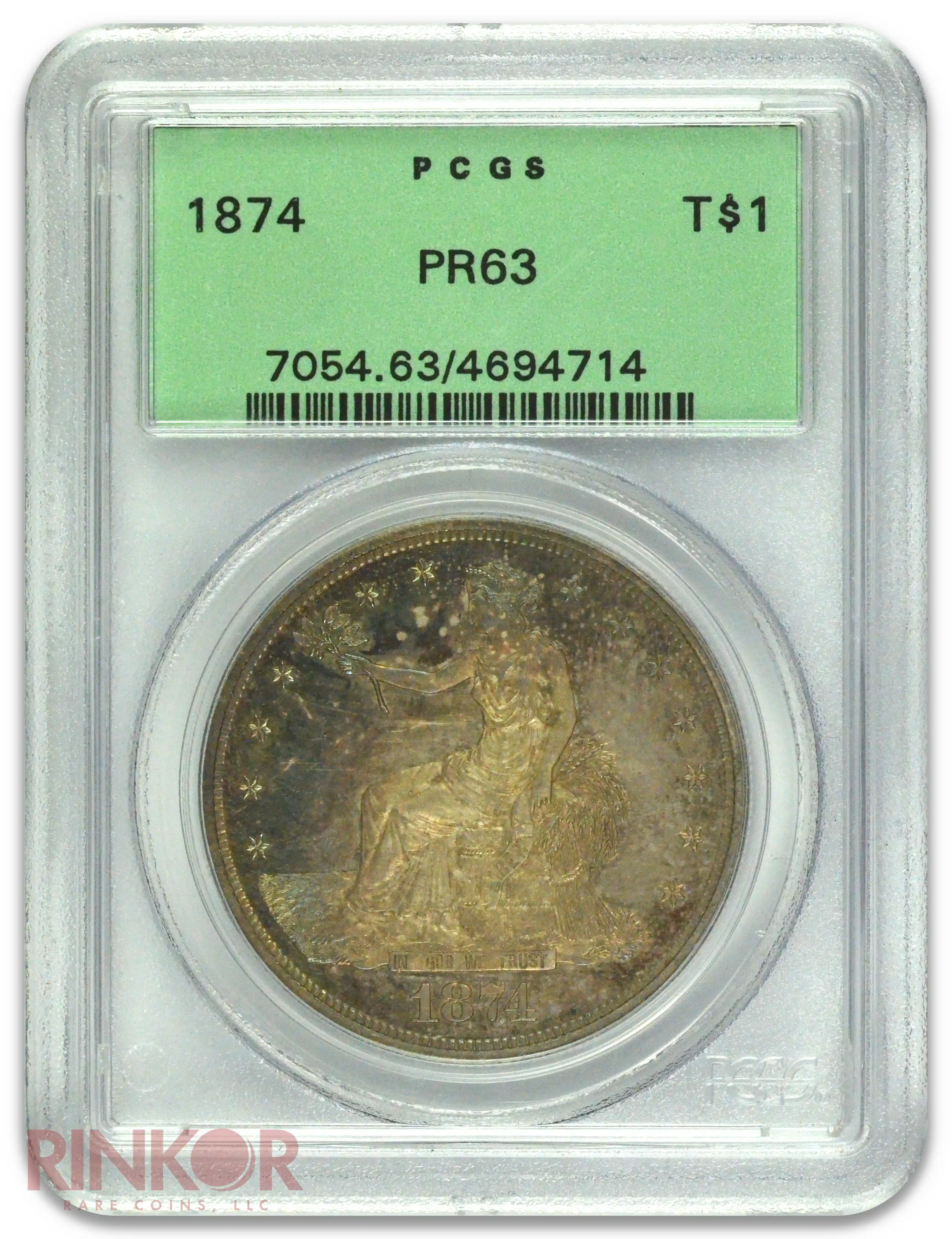 1874 $1 Trade Dollar PCGS PR 63