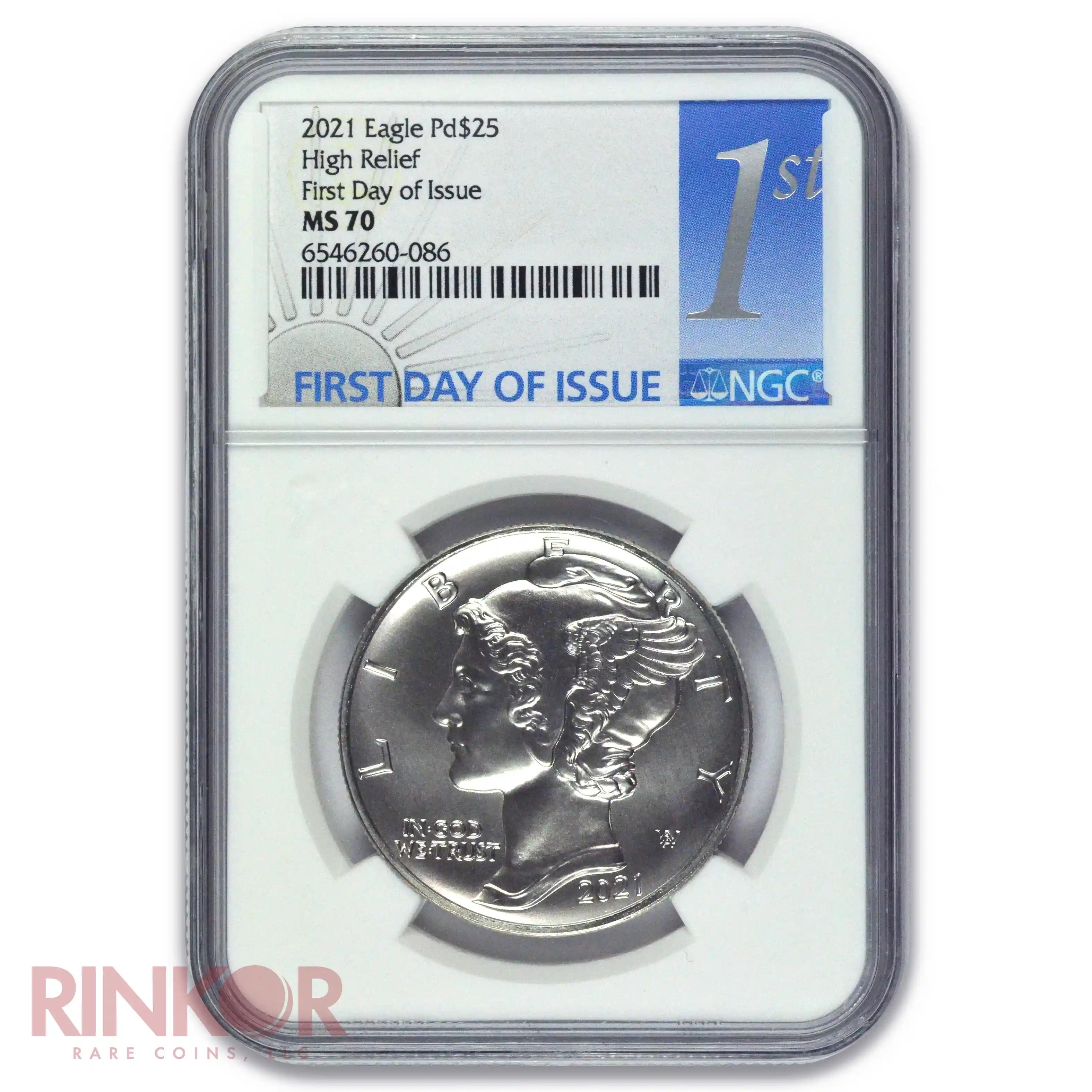 2021 High Relief 1oz Palladium Eagle First Day of Issue Pd$25 NGC MS 70