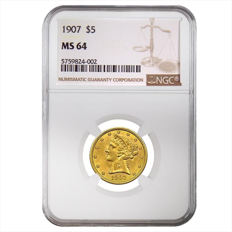 $5 Liberty Head Gold Half Eagle MS64 (Date Varies) 