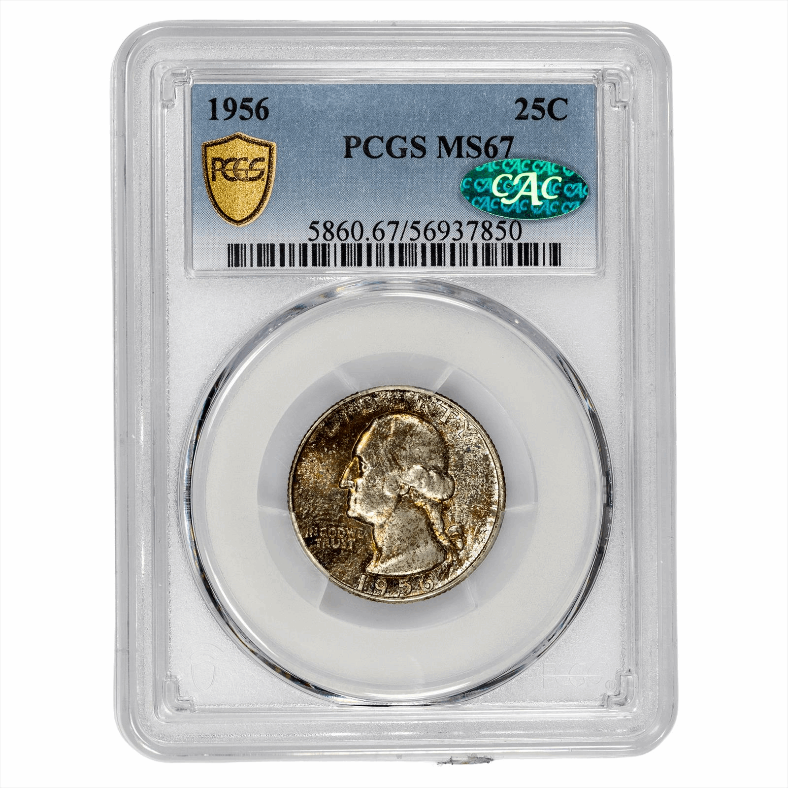 1956 Washington Quarter 25C PCGS MS 67 CAC