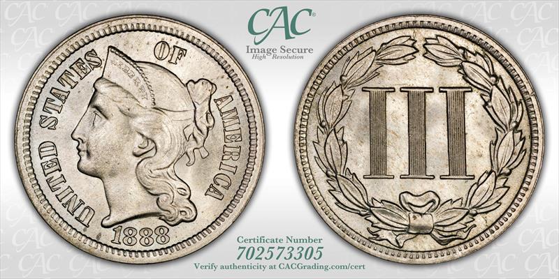 1888 3cN CACG MS 66