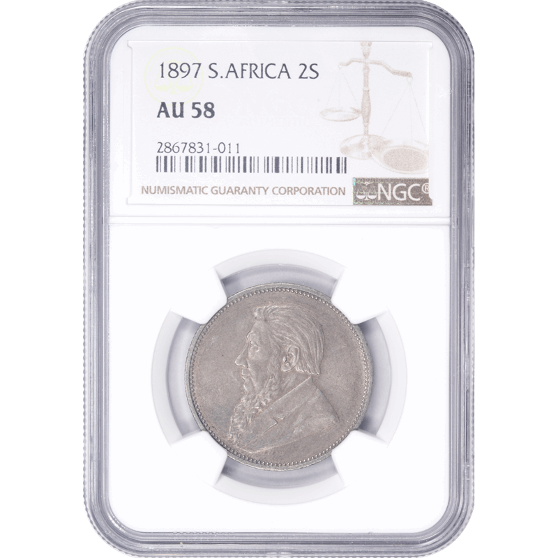 South Africa 1897 2 Shillings NGC AU 58 KM#6