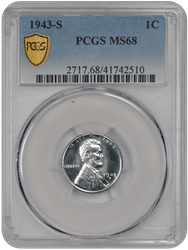 1943-S Lincoln PCGS MS 68