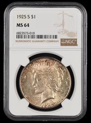 1925 S $1 NGC MS 64