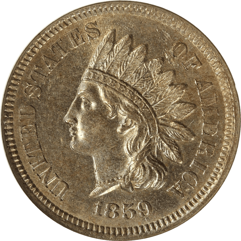 1859 Indian Head Cent 1c, ANACS  AU55 - RPD S-001