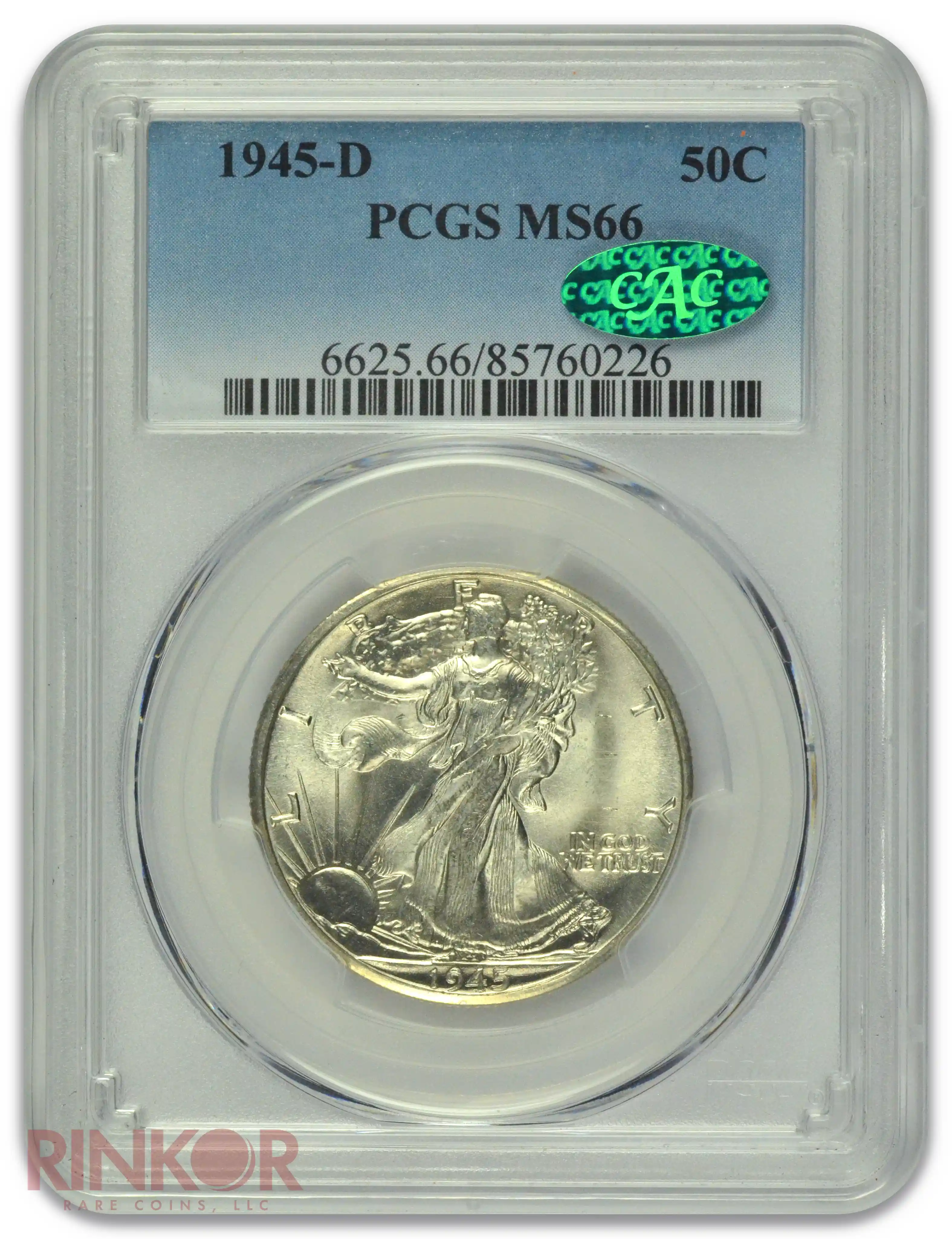 1945-D Walking Liberty Half Dollar PCGS MS 66 CAC