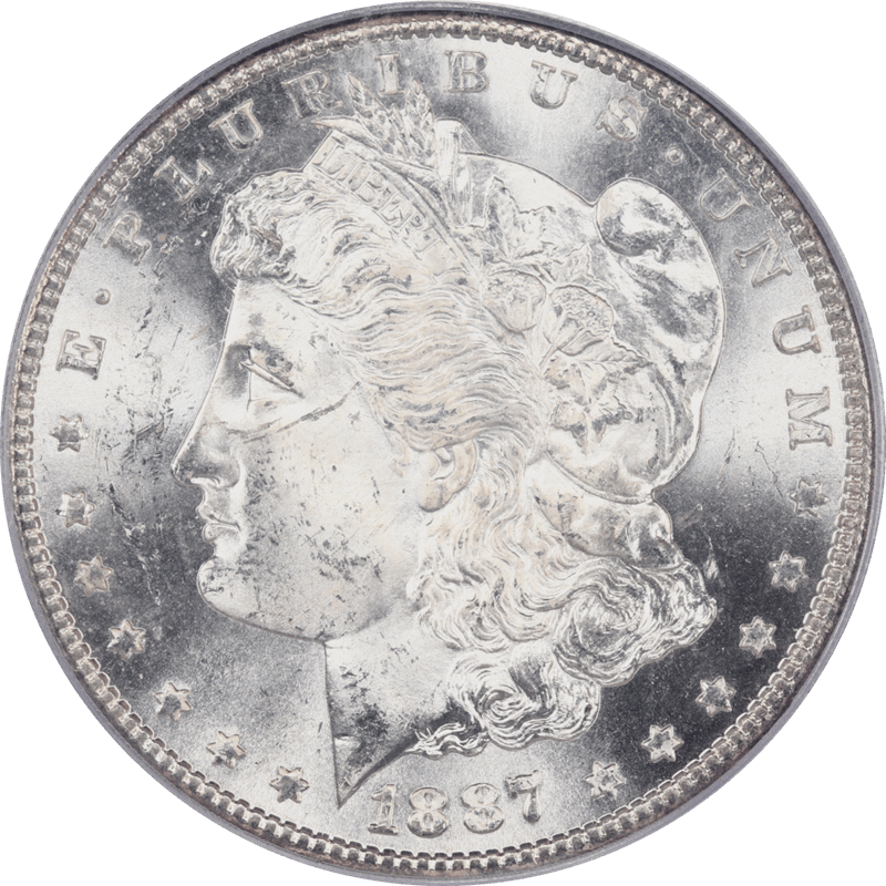 1887-S Morgan Silver Dollar $1, PCGS MS64 - Lustrous, White Coin