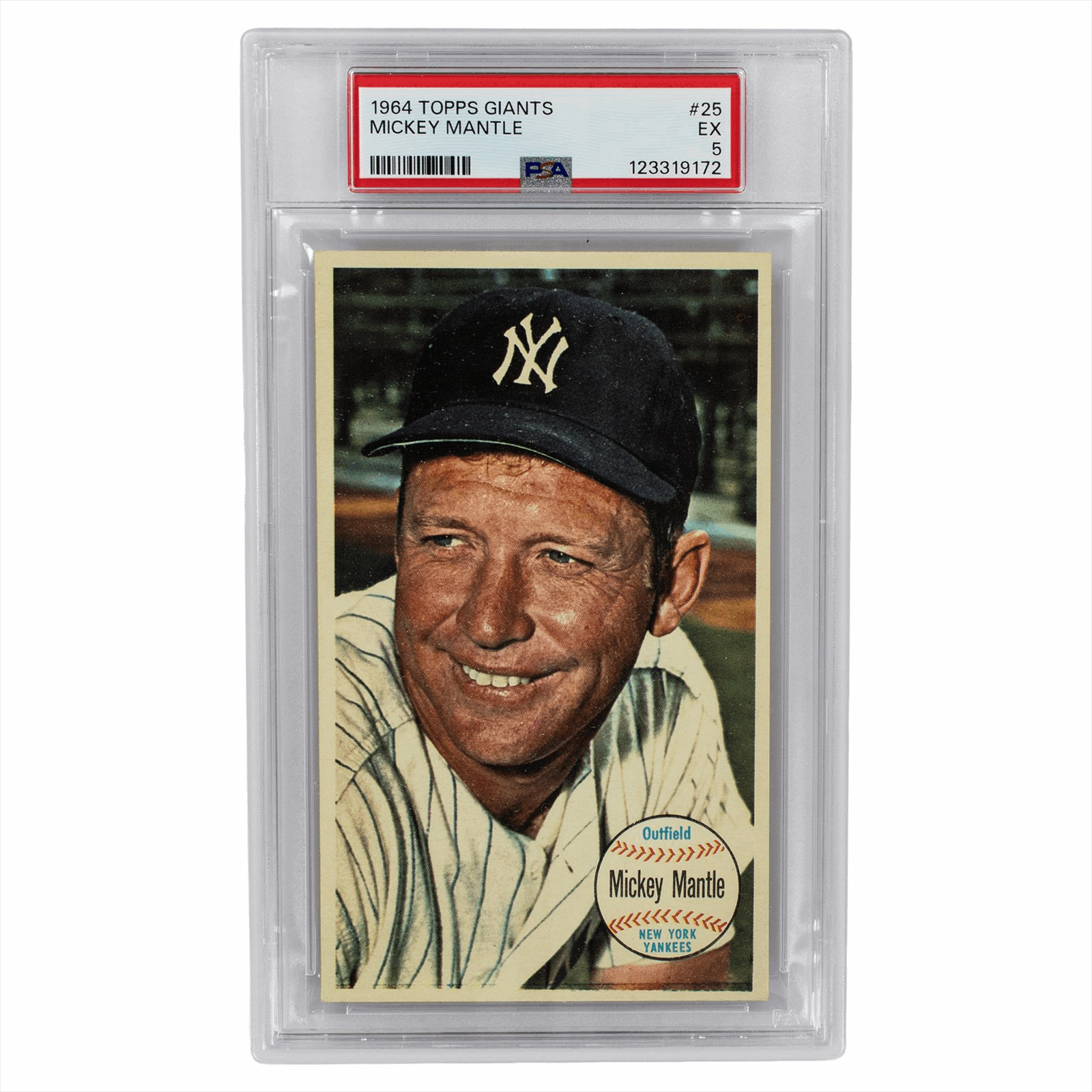 1964 Topps Giants Mickey Mantle #25 PSA EX 5 Cert #123319172