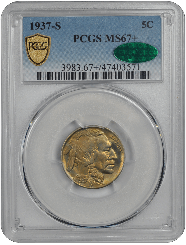1937-S Buffalo PCGS CAC MS 67 