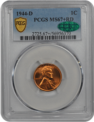 1944-D Lincoln PCGS CAC RD 67+