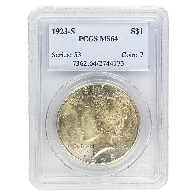 1923-S Peace Dollar, $1 PCGS MS 64 