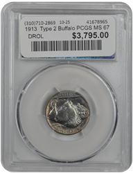 1913  Type 2 Buffalo PCGS MS 67