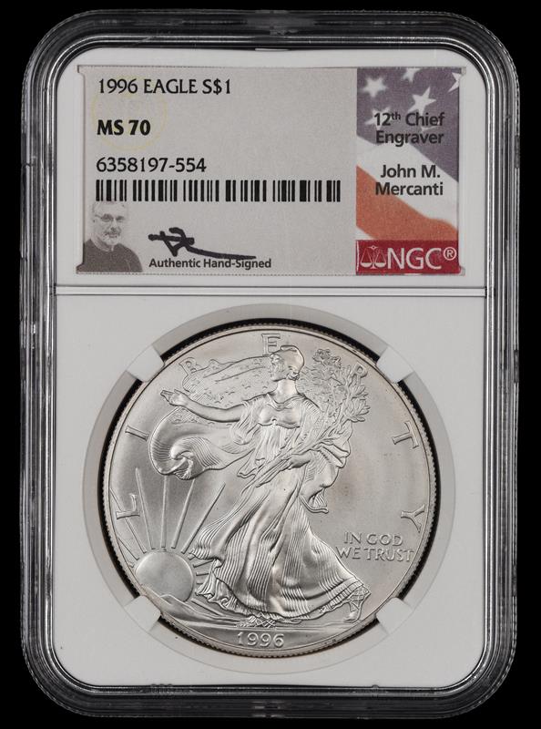 1996 Eagle S$1 John Mercanti Signature Label NGC  MS 70