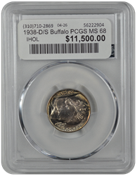 1938-D/S Buffalo PCGS MS 68
