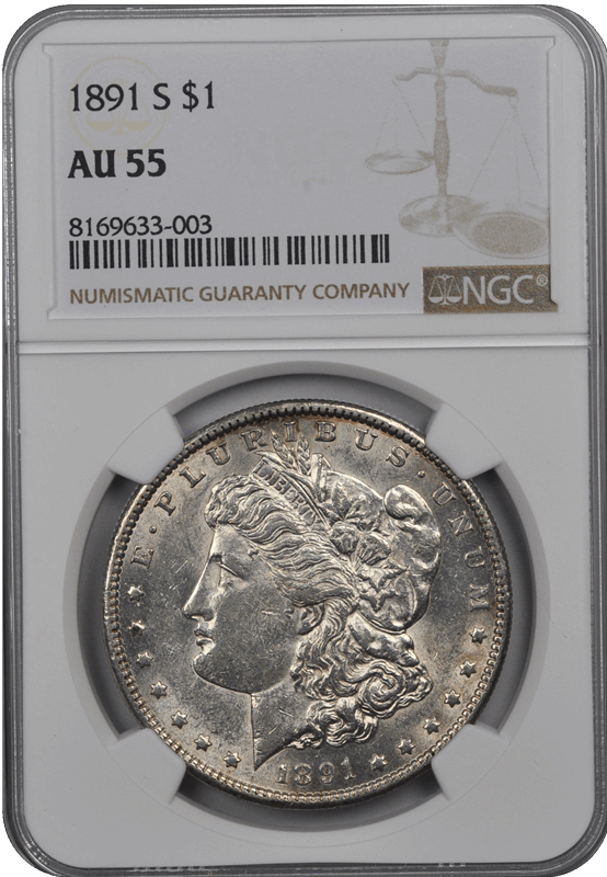 1891 S  Morgan Dollar NGC AU-55