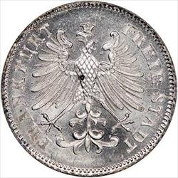 View 1848 German States: Frankfurt. 6 Kreuzer. PCGS MS67  image 3
