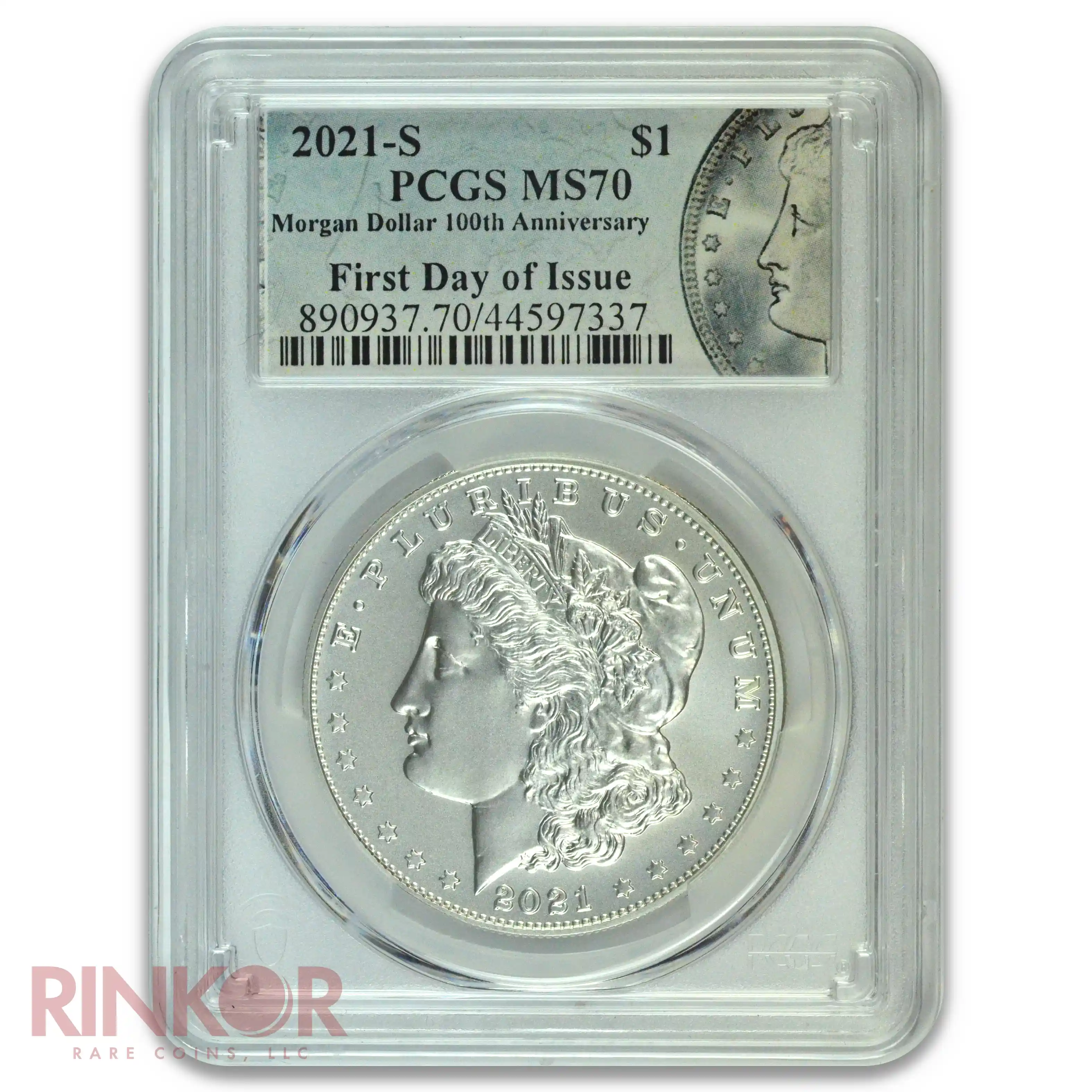2021-S $1 Morgan Dollar 100th Anniversary First Day of Issue PCGS MS 70