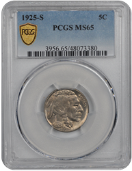 1925-S Buffalo PCGS MS 65