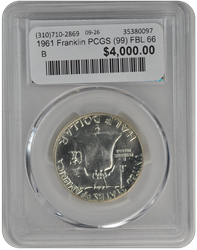 1961 Franklin PCGS (99) FBL 66