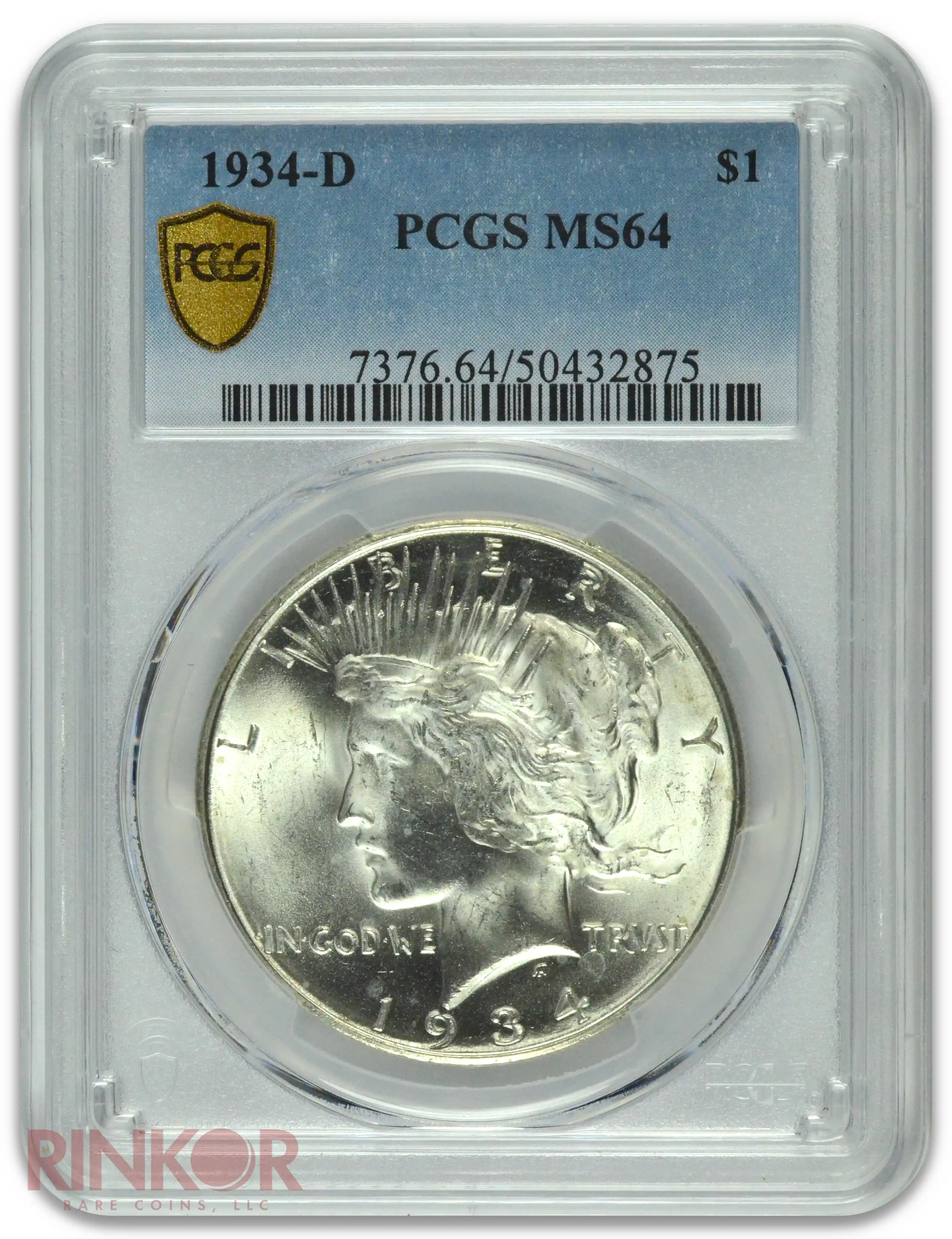 1934-D $1 PCGS MS 64