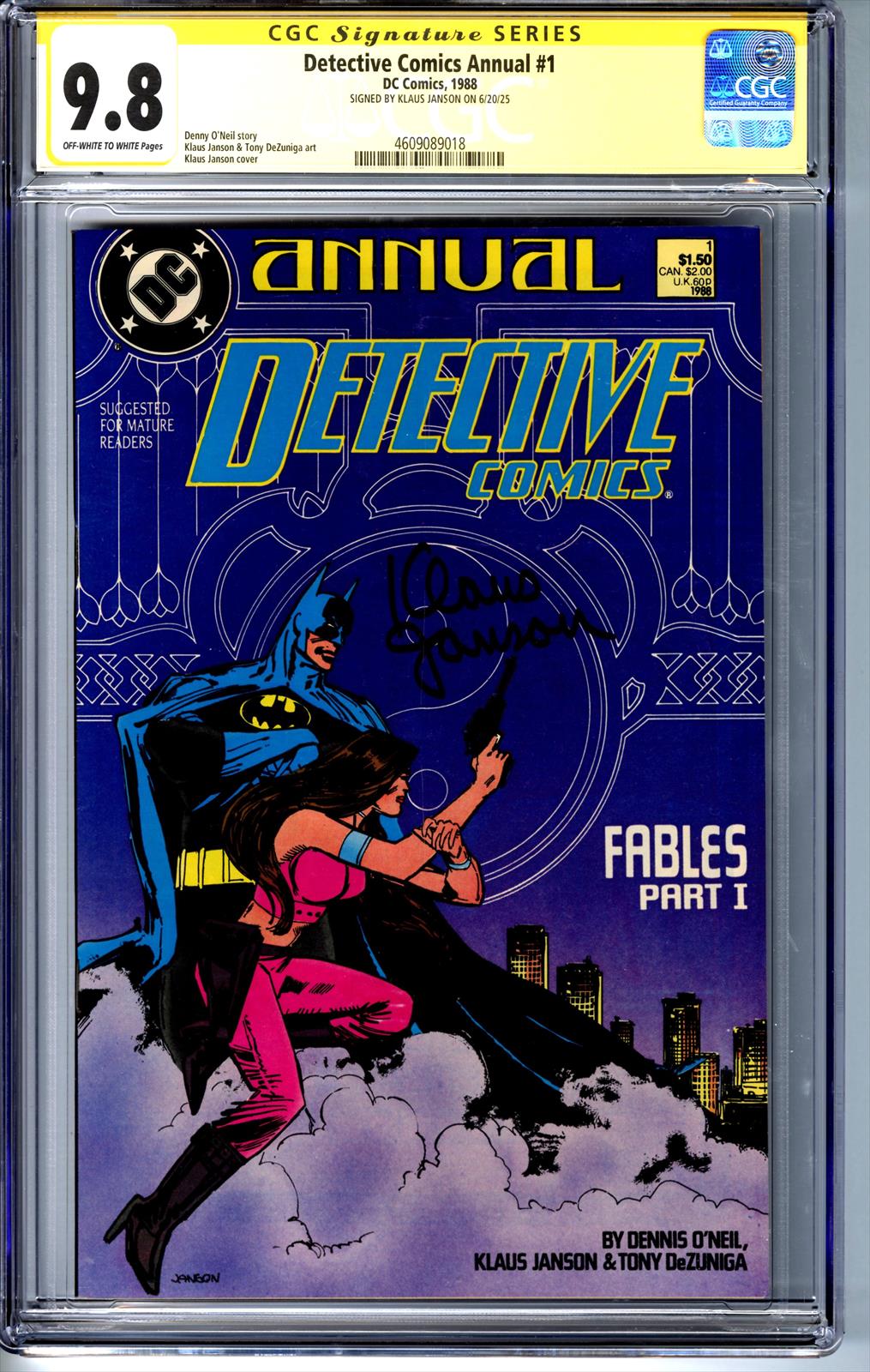 Detective Comics Annual #1 DC Comics 1988 Signed by Klaus Janson CGC Signature Series 9.8
