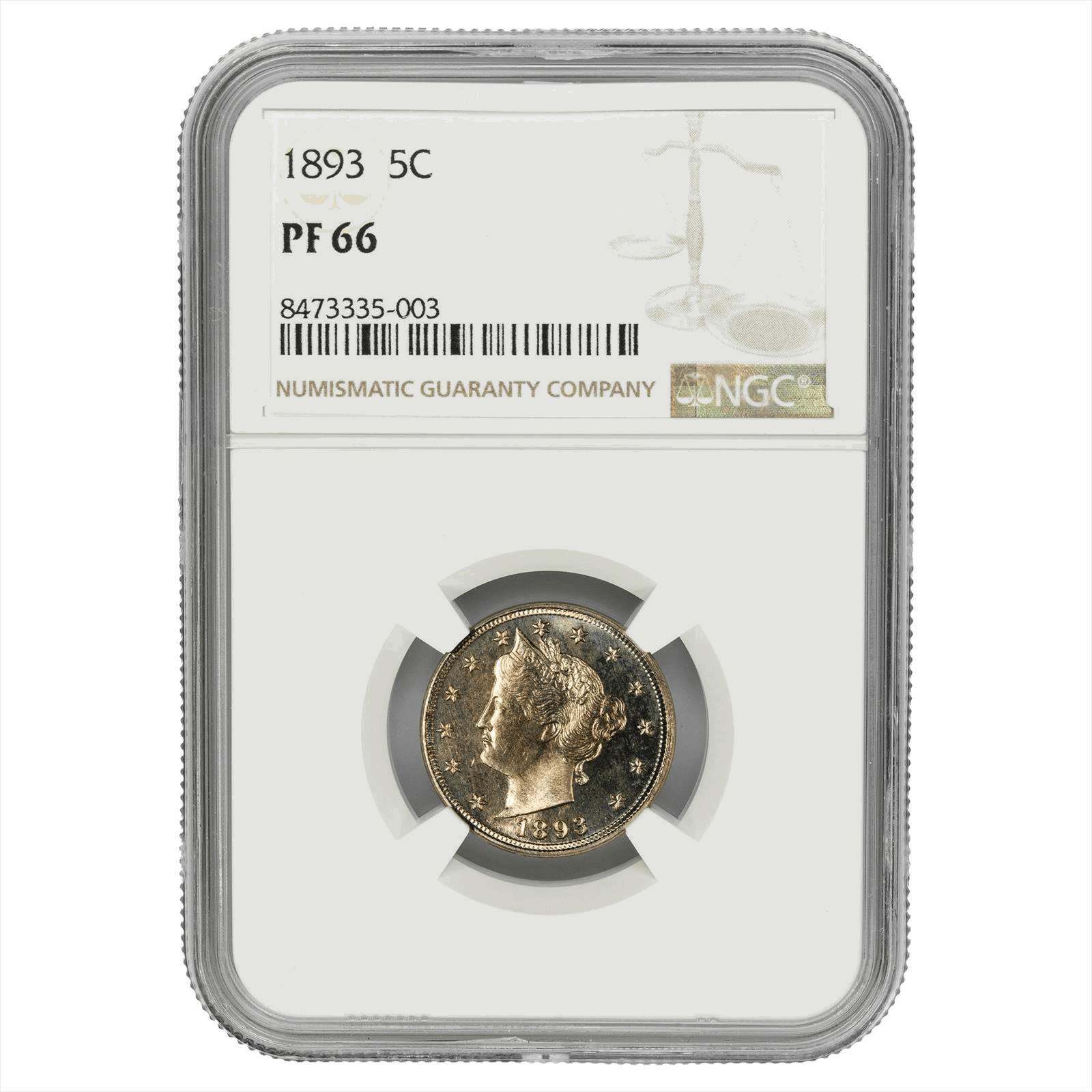 1893 Liberty V Nickel 5C NGC PF 66