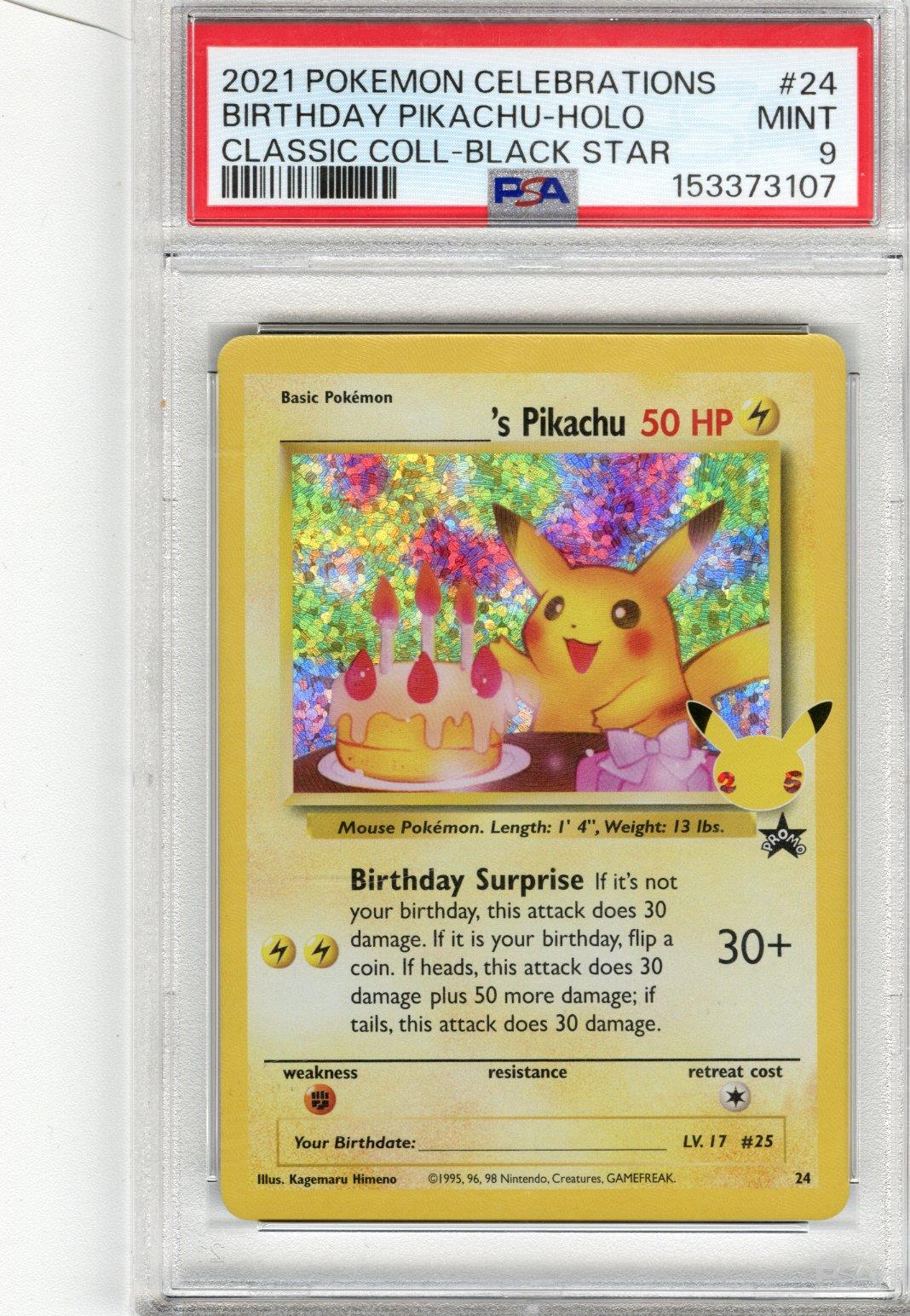 2021 Pokemon Celebrations Birthday Pikachu Holo Classic Coll Black Star PSA MINT 9 