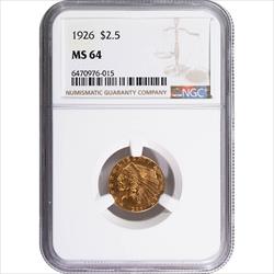 $2.5 Indain Gold Quater Eagle MS64 (Date Varies) 