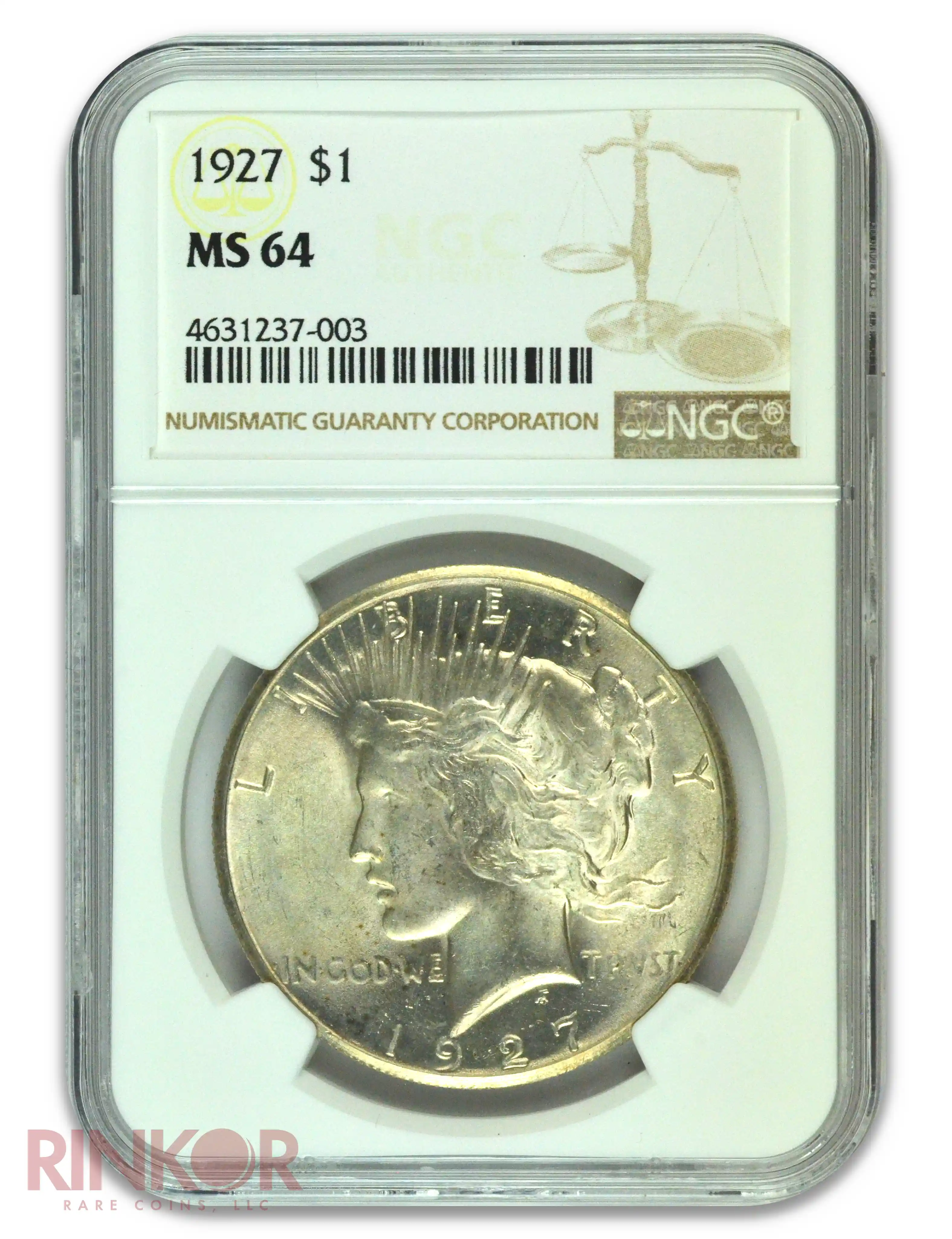 1927 $1 Peace Dollar NGC MS 64 