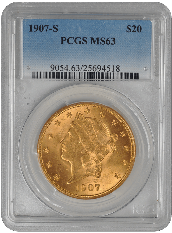 1907-S Liberty Head $20 PCGS MS 63