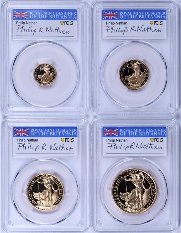 1987 Britannia Gold 4 Coin Proof Set w/ Philip Nathan Label PCGS PR69DCAM 