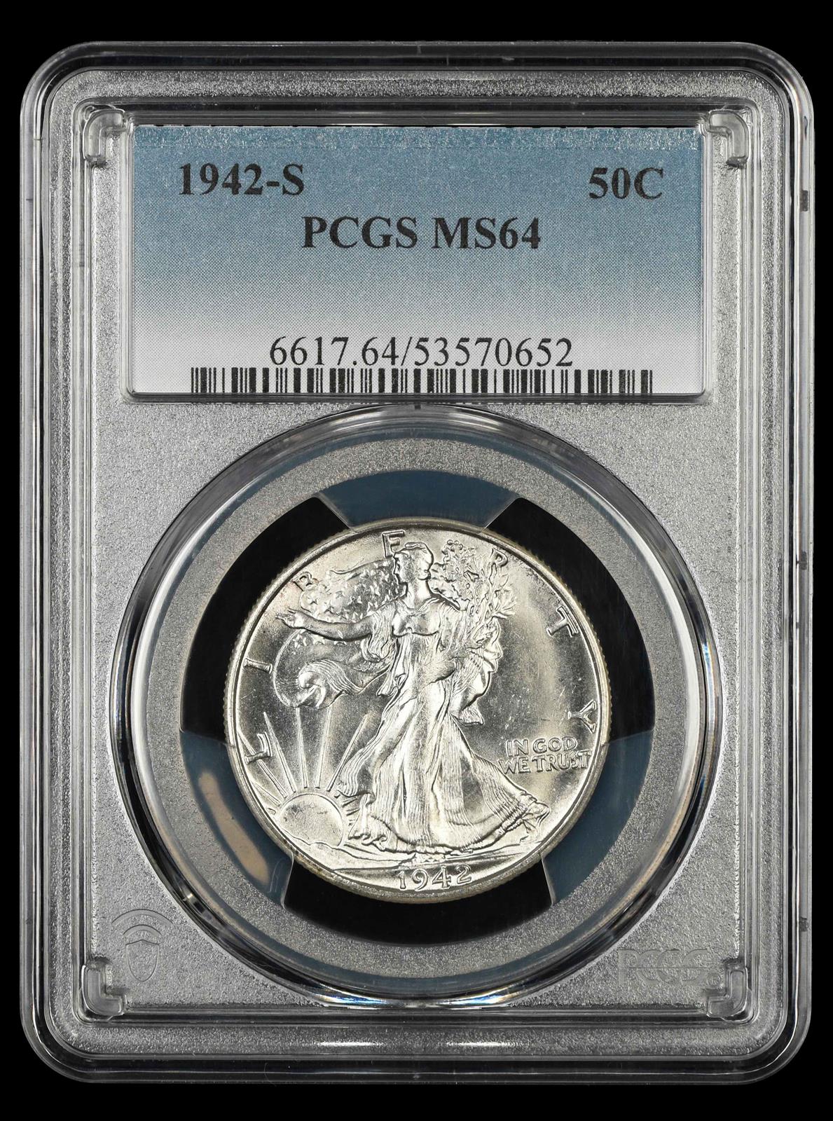 1942 S 50C PCGS MS64