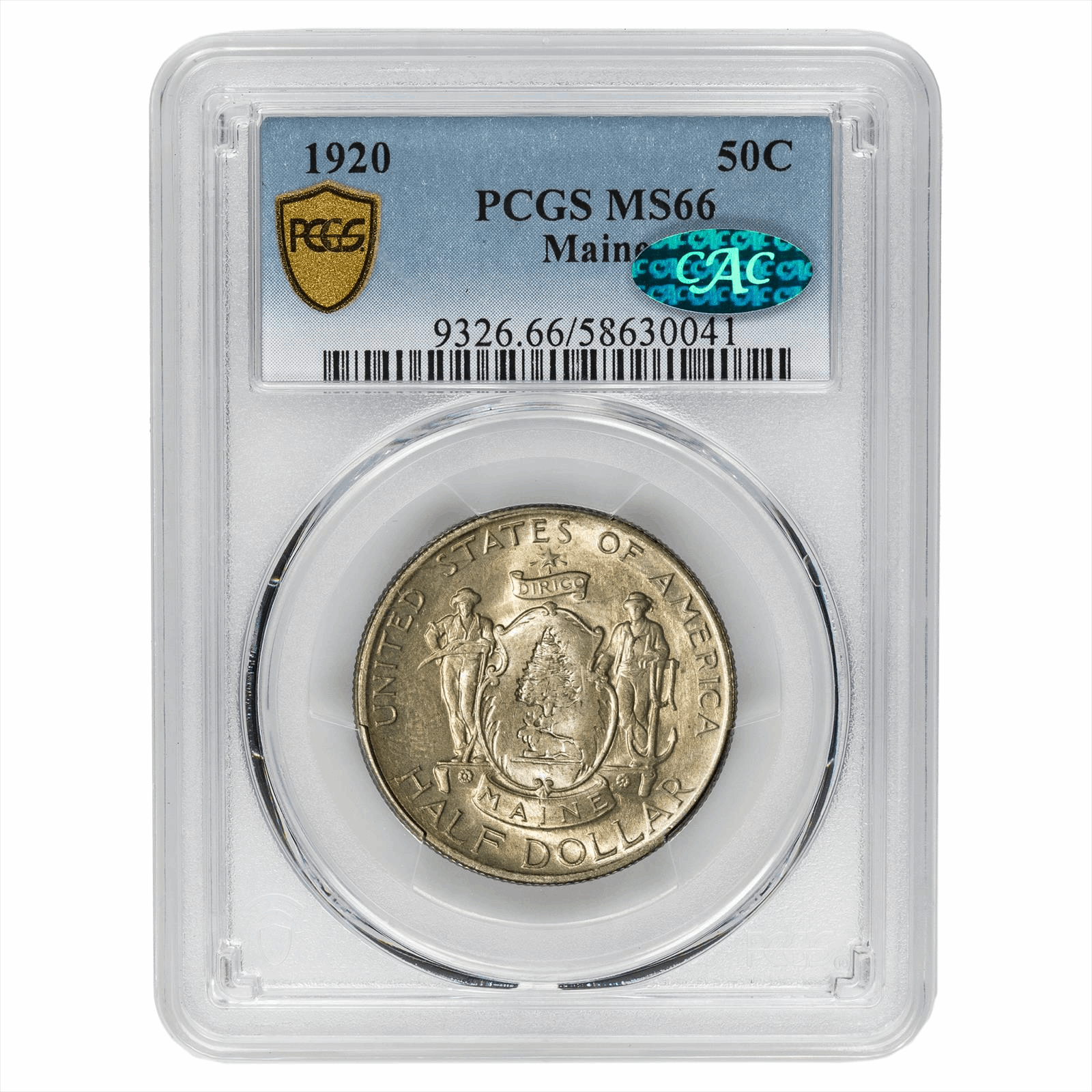 1920 Maine Commemorative Half Dollar 50C PCGS MS 66 CAC