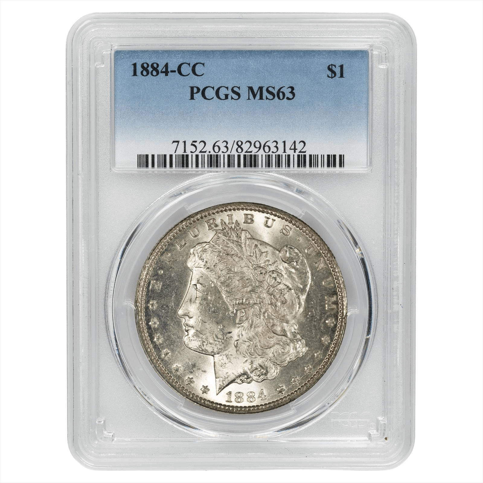 1884-CC Morgan Silver Dollar $1 PCGS MS 63