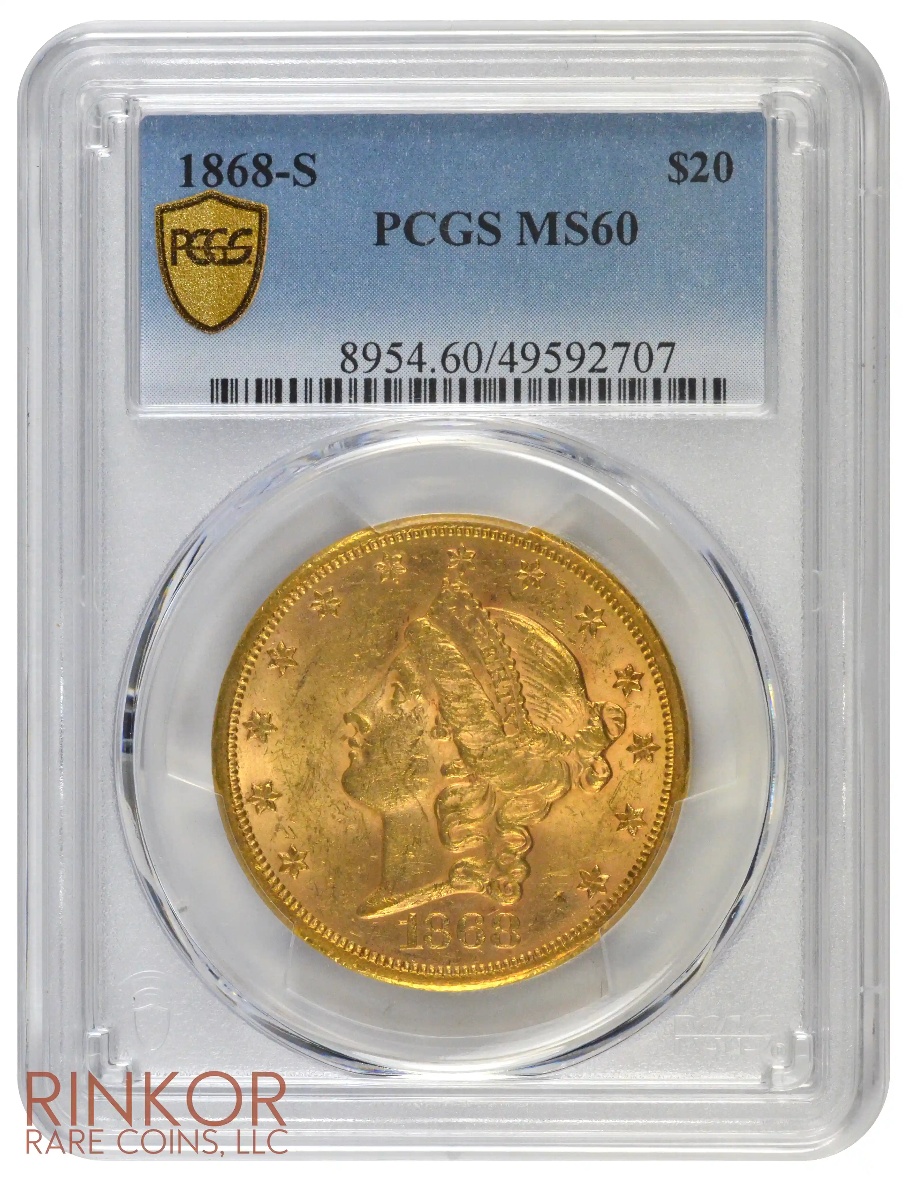 1868-S Liberty Head $20 PCGS MS 60