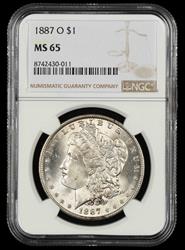 1887 O $1 NGC MS 65