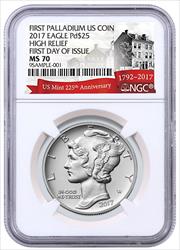2017 $25 American Palladium Eagle First Day of Issue MS70 NGC