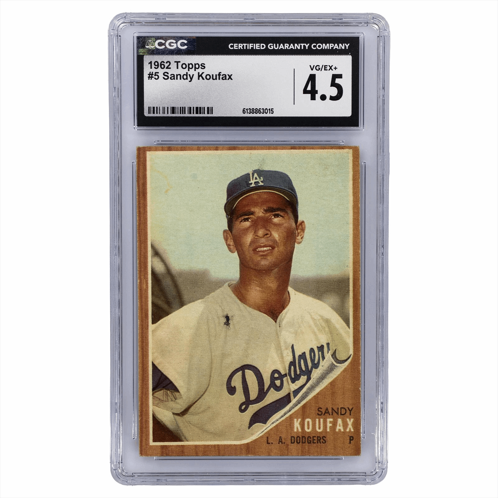 1962 Topps Sandy Koufax #5 CGC VG/EX+ 4.5
