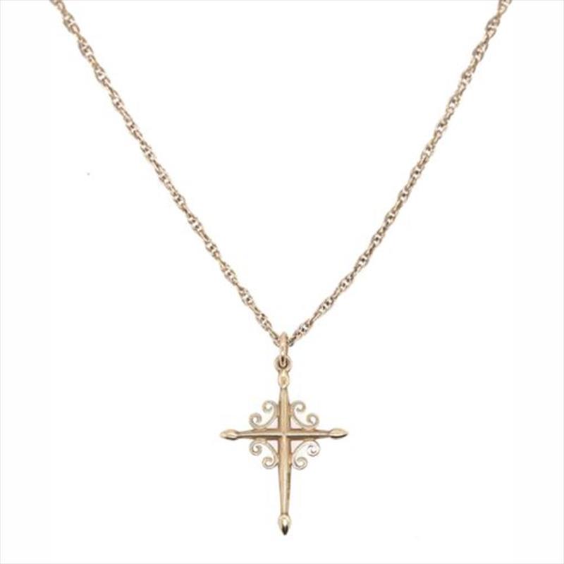 James Avery 14k yellow Gold Cross Pendant Necklace 24 Chain 