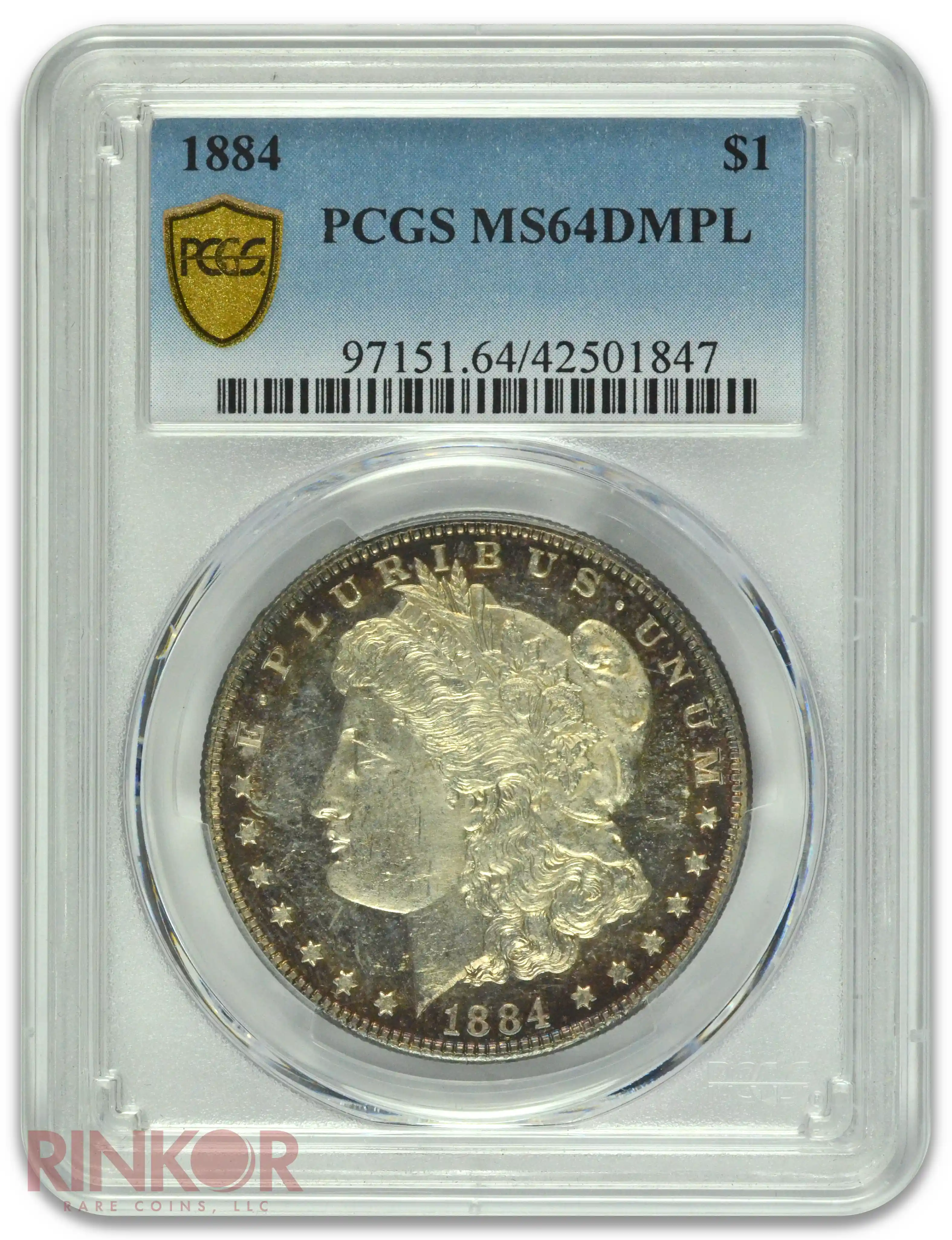 1884 $1 PCGS MS 64 DMPL 