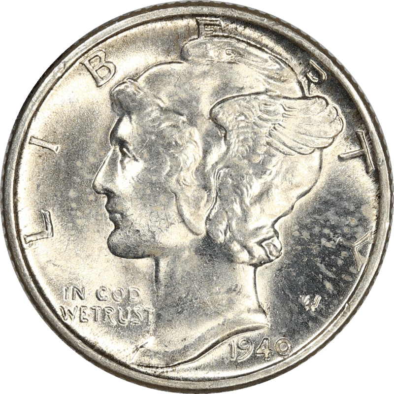1940-D Mercury Dime 10c Choice Uncirculated - with Full Bands