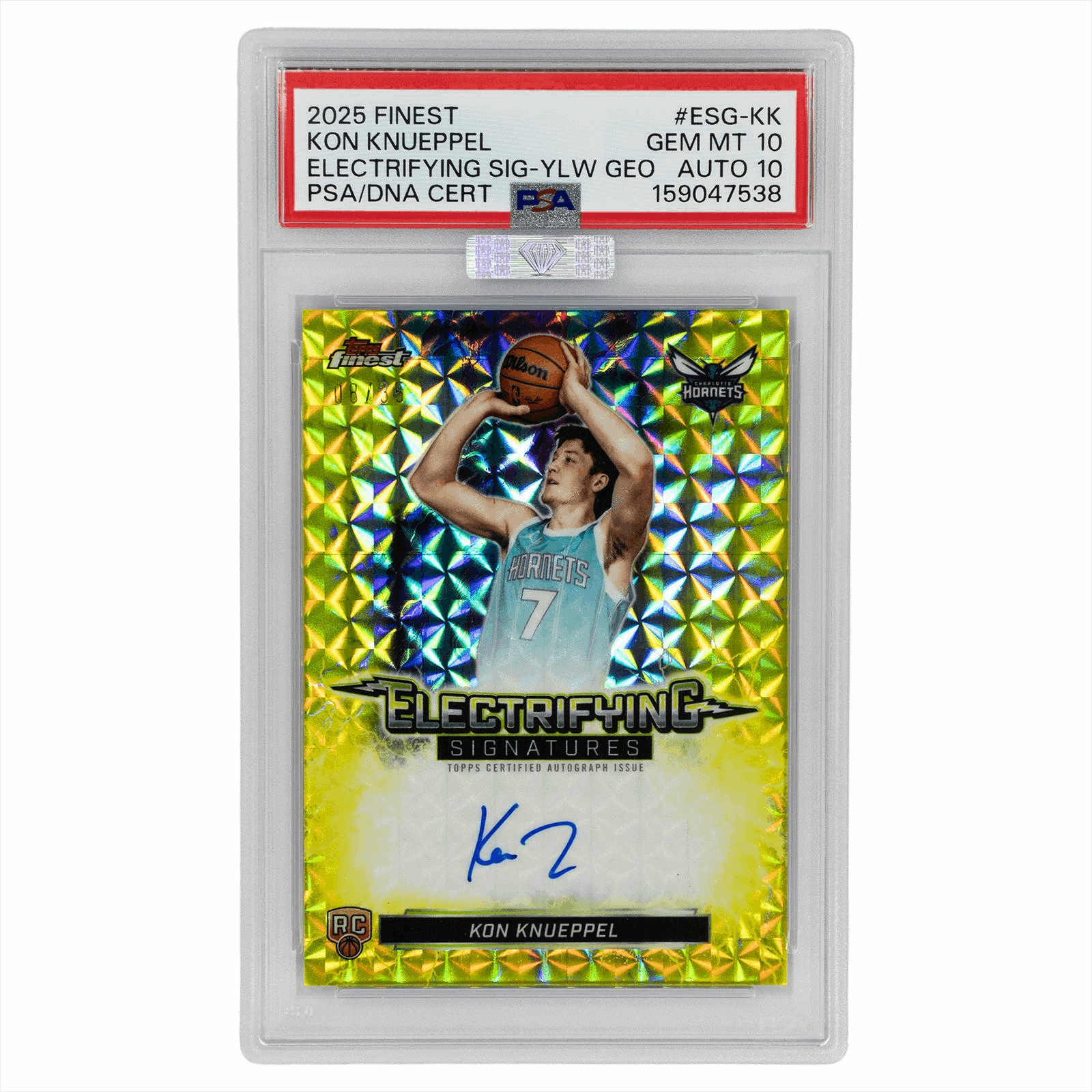 2025 TOPPS FINEST ELECTRIFYING SIGNATURES KON KNUEPPEL ELECTRIFYING SIG-YLW GEO #ESG-KK PSA GEM MT 10 MBA SILVER Cert #159047538