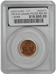 1914-D Lincoln PCGS RD 65