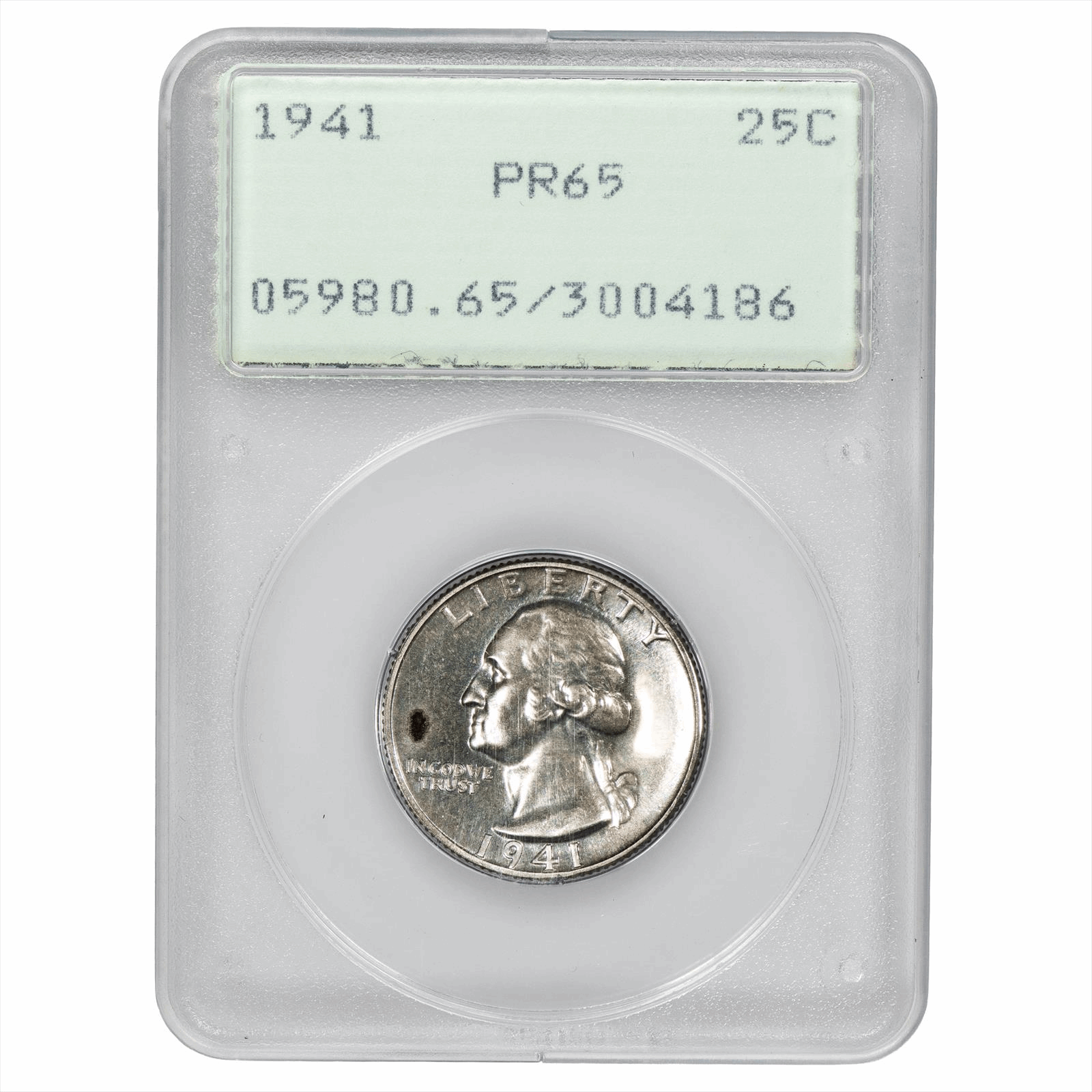 1941 Washington Quarter 25C PCGS PR 65