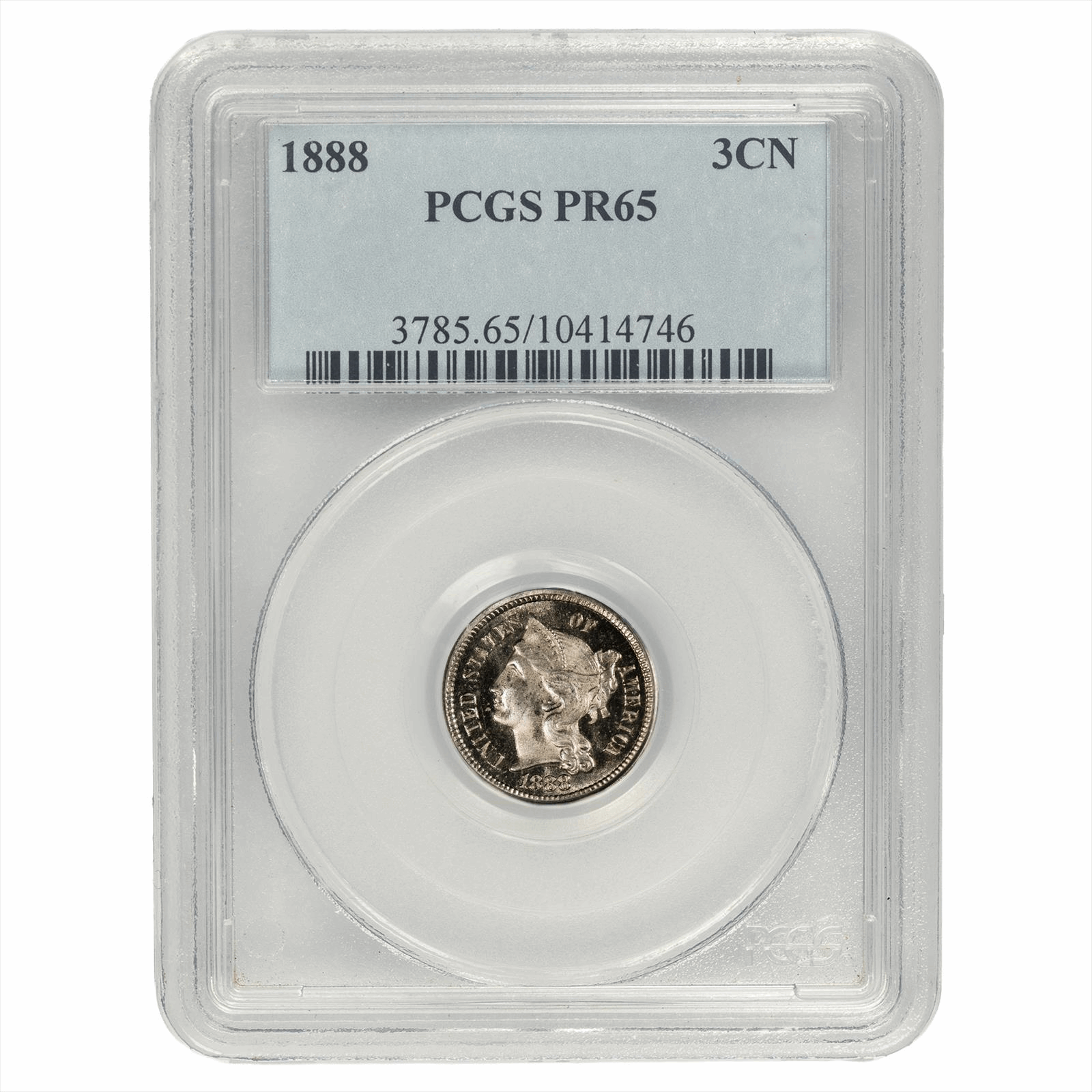 1888 Three Cent Nickel 3CN PCGS PR 65