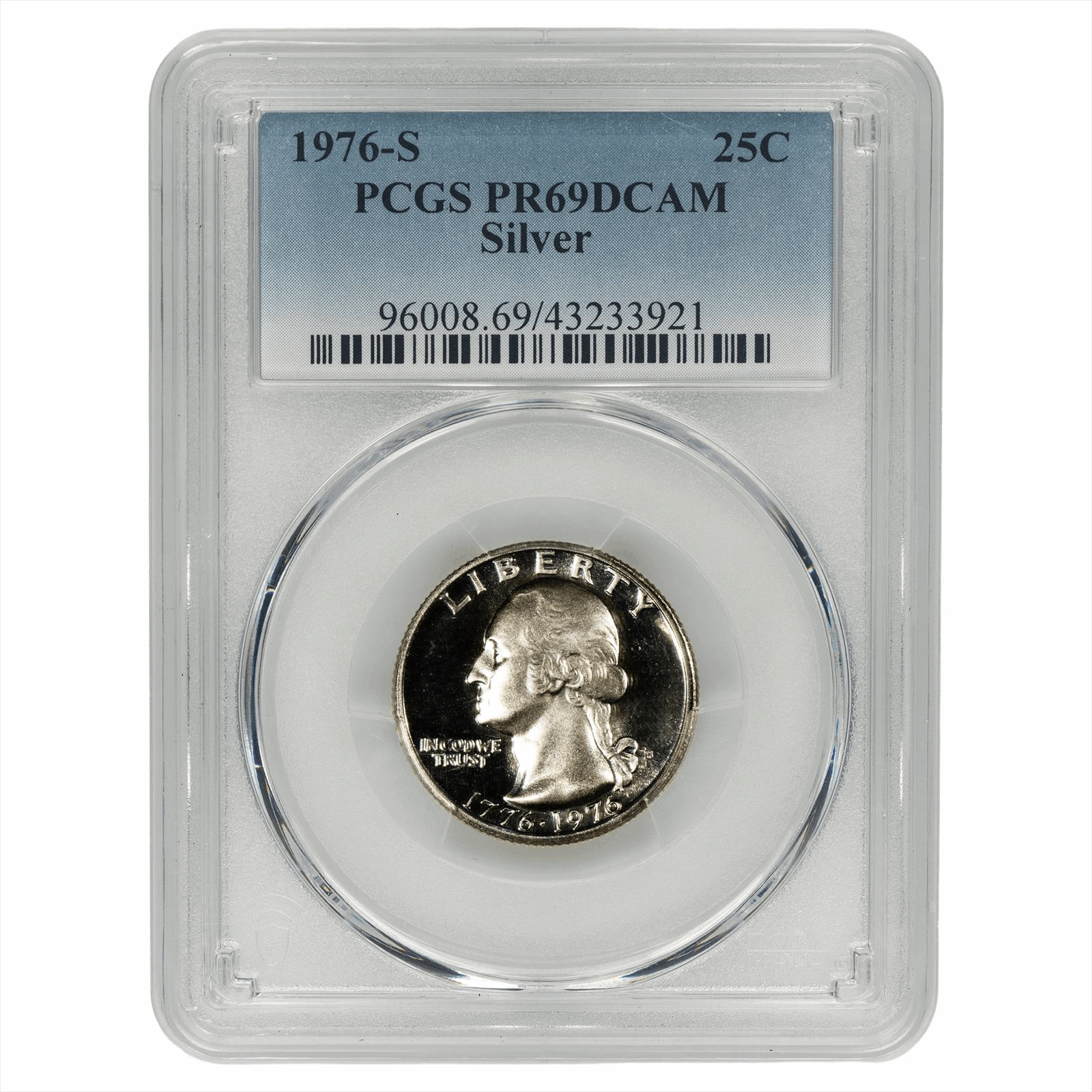 1976-S Bicentennial Silver Washington Quarter 25C PCGS PR 69 DCAM