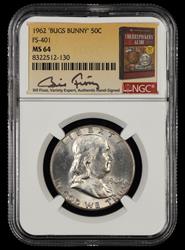 1962 Bugs Bunny 50c FS-401 Bill Fivaz Signature Label NGC  MS64